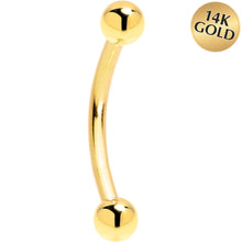 Load image into Gallery viewer, 16G 3/8 Solid 14k Yellow Gold Curved Barbell
