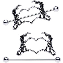 Load image into Gallery viewer, 1 1/2 Skeleton Hand Heart Nipple Barbell Shield Set
