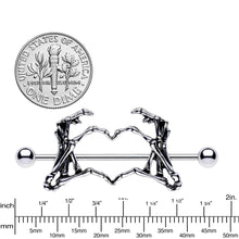 Load image into Gallery viewer, 1 1/2 Skeleton Hand Heart Nipple Barbell Shield Set
