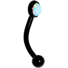 Load image into Gallery viewer, 16G 5/16 White Synthetic Opal Flat Set Black IP Curved Eyebrow Rook Piercing
