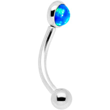Load image into Gallery viewer, 16G 5/16 Blue Synthetic Opal Flat Set Curved Eyebrow Rook Piercing
