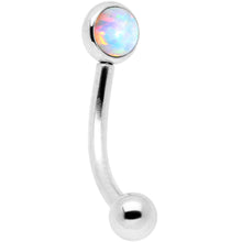 Load image into Gallery viewer, 16G 5/16 White Synthetic Opal Flat Set Curved Eyebrow Rook Piercing
