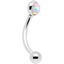 Load image into Gallery viewer, 16G 5/16 White Synthetic Opal Flat Set Curved Eyebrow Rook Piercing
