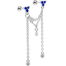 Load image into Gallery viewer, 16G 1/4 Clear Blue Gem Cute Clusters Cartilage Chain Earring
