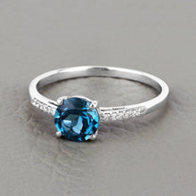 Load image into Gallery viewer, 1.05 Carat Genuine London Blue Topaz and White Diamond 14K White Gold Ring

