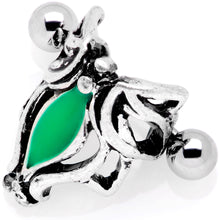 Load image into Gallery viewer, 16G 1/2 Green Accented Abstract Butterfly Cuff Cartilage Earring
