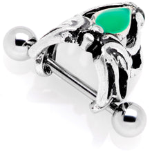 Load image into Gallery viewer, 16G 1/2 Green Accented Abstract Butterfly Cuff Cartilage Earring
