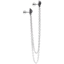 Load image into Gallery viewer, 16G 1/4 Halloween Skeleton Hands Cartilage Chain Earring

