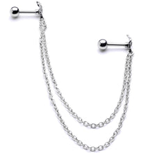 Load image into Gallery viewer, 16G 1/4 Halloween Skeleton Hands Cartilage Chain Earring
