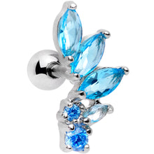 Load image into Gallery viewer, 16G 1/4 Aqua Gem Dewdrop Cluster Cartilage Tragus Earring
