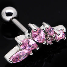 Load image into Gallery viewer, 16G 1/4 Pink Gem Dewdrop Cluster Cartilage Tragus Earring
