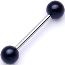 Load image into Gallery viewer, Midnight Black Pearlescent Acrylic Barbell Tongue Ring
