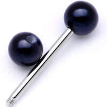 Load image into Gallery viewer, Midnight Black Pearlescent Acrylic Barbell Tongue Ring
