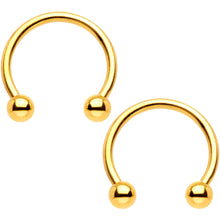 Load image into Gallery viewer, 16G 3/8 Gem Golden Night Sky Horseshoe BCR Captive Ring Set

