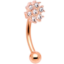 Load image into Gallery viewer, 16G 5/16 Gem Rose Gold Tone Curved Eyebrow Daith Rook Set of 4
