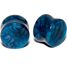 Load image into Gallery viewer, Solid Blue Stone Saddle Plug Set 6mm to 25mm
