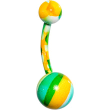 Load image into Gallery viewer, Green Orange Cool Camouflage Belly Ring
