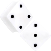 Load image into Gallery viewer, White Acrylic Square Shaped Lucky 7 Dice Saddle Plug Set 22mm to 32mm

