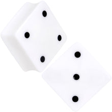 Load image into Gallery viewer, White Acrylic Square Shaped Lucky 7 Dice Saddle Plug Set 22mm to 32mm
