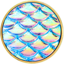Load image into Gallery viewer, Gold PVD Aqua Mermaid Scale Barbell Tongue Ring
