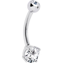 Load image into Gallery viewer, 16G Solid 14K White Gold Round Cubic Zirconia Belly Ring
