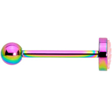 Load image into Gallery viewer, Rainbow PVD Pink Mermaid Scale Barbell Tongue Ring

