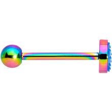 Load image into Gallery viewer, Rainbow PVD Aqua Mermaid Scale Barbell Tongue Ring
