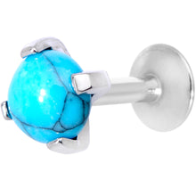 Load image into Gallery viewer, 16G 1/4 Turquoise Internally Threaded Labret Monroe Tragus
