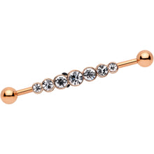 Load image into Gallery viewer, 14G Clear Gem Rose Gold IP Super Seven Industrial Barbell 38mm
