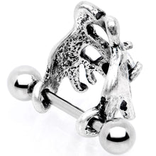 Load image into Gallery viewer, 16G 3/8 Clear CZ Gem Prehistoric Dinosaur Heart Cartilage Cuff
