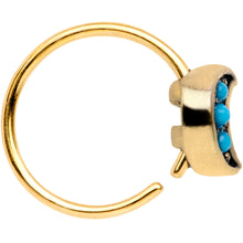 Load image into Gallery viewer, 20G 5/16 Blue Orb Gold Tone Crescent Moon Seamless Circular Ring
