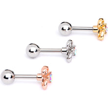 Load image into Gallery viewer, 16G 1/4 Aurora Gem Flower Cartilage Tragus Earring Set of 3
