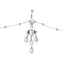 Load image into Gallery viewer, Aurora Gem Dancing Queen Chandelier Dangle Belly Ring Belly Chain
