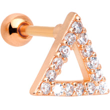 Load image into Gallery viewer, 16G 1/4 Clear Gem Rose Gold Tone Triangle Cartilage Tragus
