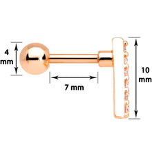 Load image into Gallery viewer, 16G 1/4 Clear Gem Rose Gold Tone Triangle Cartilage Tragus
