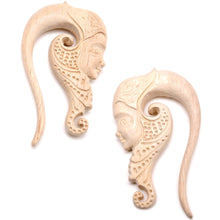 Load image into Gallery viewer, 00G Hand Carved Wood Forest Nymph Hanger Plug Set
