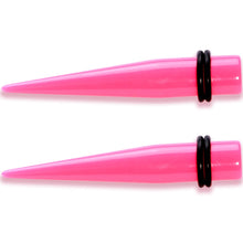 Load image into Gallery viewer, Flirty Fuchsia Lightweight Pink Acrylic Straight Taper Set 10mm to 18mm
