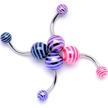 Load image into Gallery viewer, Evening of Color Zig Zag Party Pack Belly Ring Set of 4
