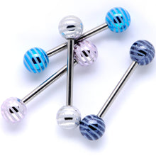 Load image into Gallery viewer, Evening Stripes Party Barbell Tongue Ring Set of 4
