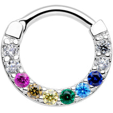Load image into Gallery viewer, 16G 5/16 Pink Blue Gem Rainbow Style Cartilage Clicker
