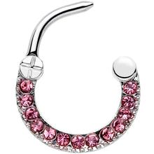 Load image into Gallery viewer, 16G 5/16 Pink Gem Paved Glamour Cartilage Clicker
