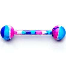 Load image into Gallery viewer, 14G 5/8 Blue Pink Camouflage Straight Barbell Tongue Ring
