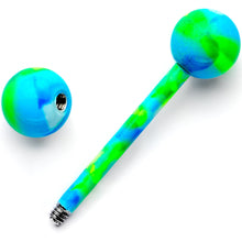 Load image into Gallery viewer, 14G 5/8 Blue Green Camouflage Straight Barbell Tongue Ring
