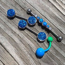 Load image into Gallery viewer, 14G 3/8 Color Plated Blue Green Fade Belly Ring

