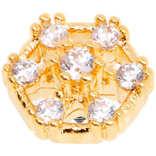 Load image into Gallery viewer, 14G Clear Gem Gold Tone Externally Threaded Dermal Anchor Top
