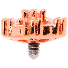 Load image into Gallery viewer, 14G Clear Gem Rose Flower Tone Externally Threaded Dermal Anchor Top
