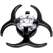 Load image into Gallery viewer, 14G Clear Gem Black Biohazard Dermal Anchor Top
