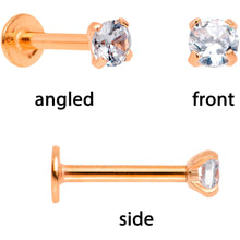 Load image into Gallery viewer, 16G 1/4 Clear Gem Rose Gold Tone Deco Cartilage Tragus Set of 3
