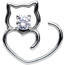 Load image into Gallery viewer, 18G Clear CZ Gem Hey Pretty Kitty Cat Closure Ring
