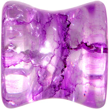 Load image into Gallery viewer, Cosmic Violet Shattered Glass Saddle Plug Set 6mm to 16mm
